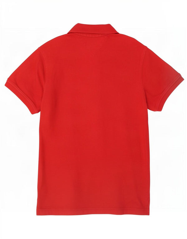 Camisa polo masculina Tommy Hilfiger Slim Fit pequena de algodão vermelho