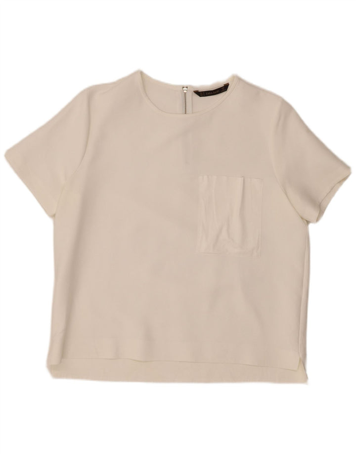 Zara Blusa Feminina Top UK 18 XL Branco