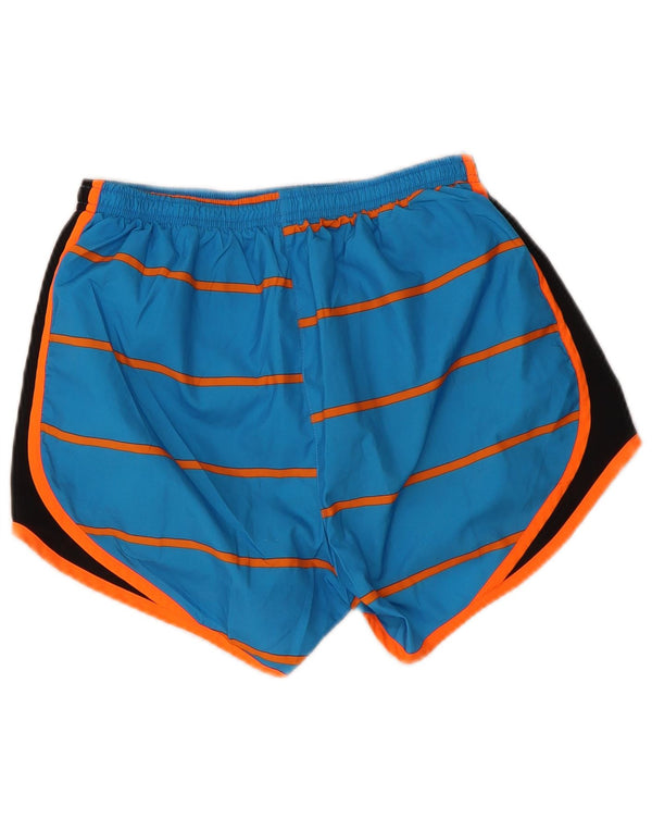 Shorts esportivos femininos Nike Dri Fit UK 10 pequeno azul colorblock poliéster