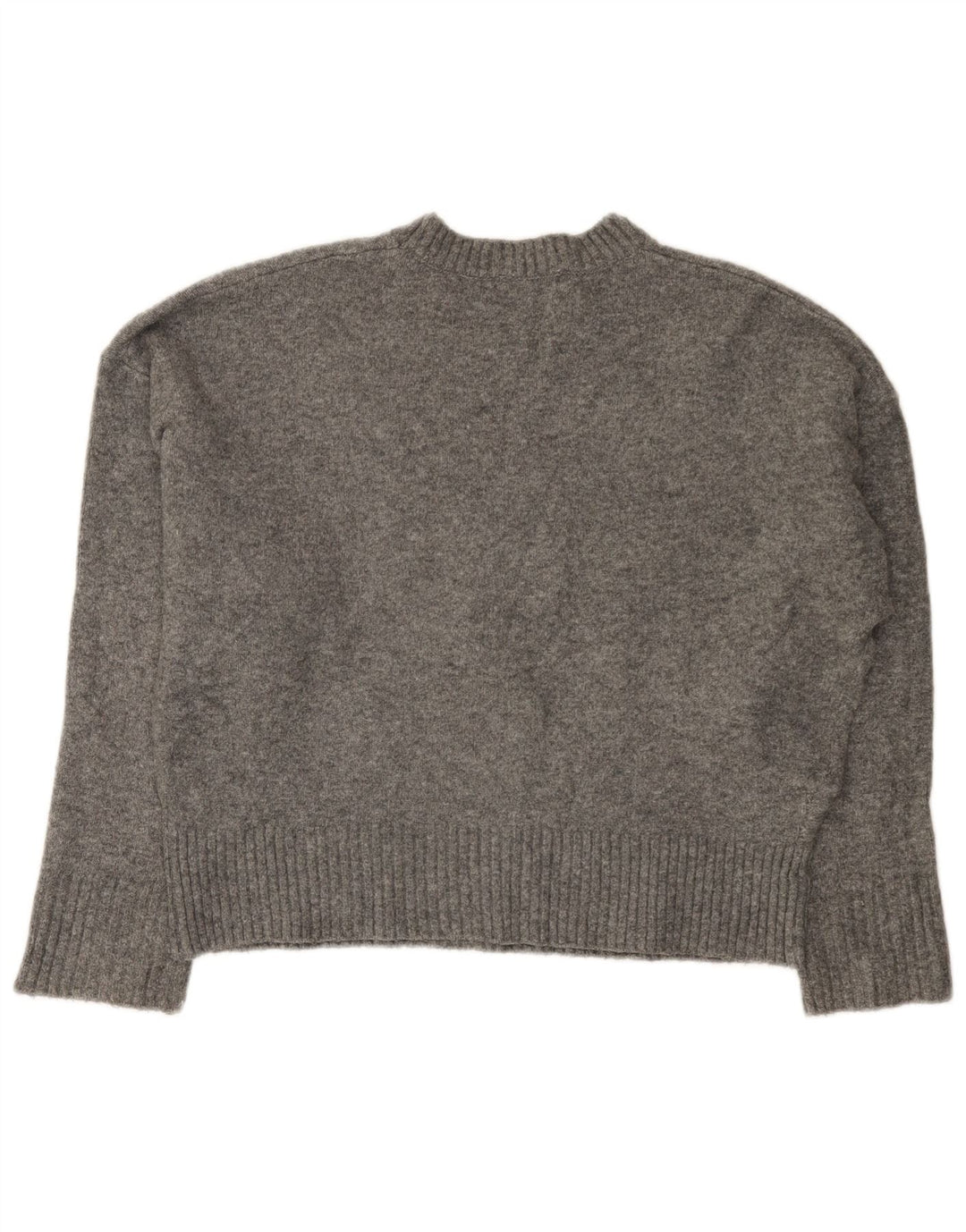 Zara Suéter feminino oversized com gola redonda Reino Unido 10 pequeno cinza acrílico