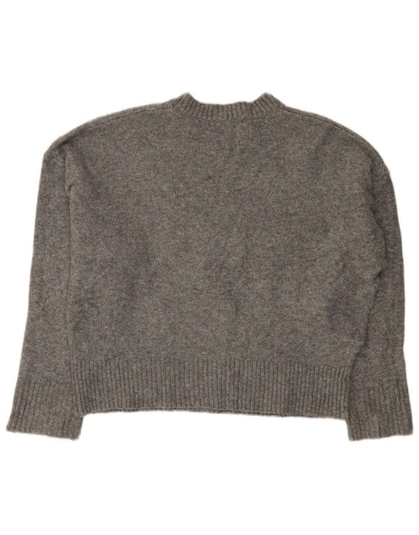 Zara Suéter feminino oversized com gola redonda Reino Unido 10 pequeno cinza acrílico