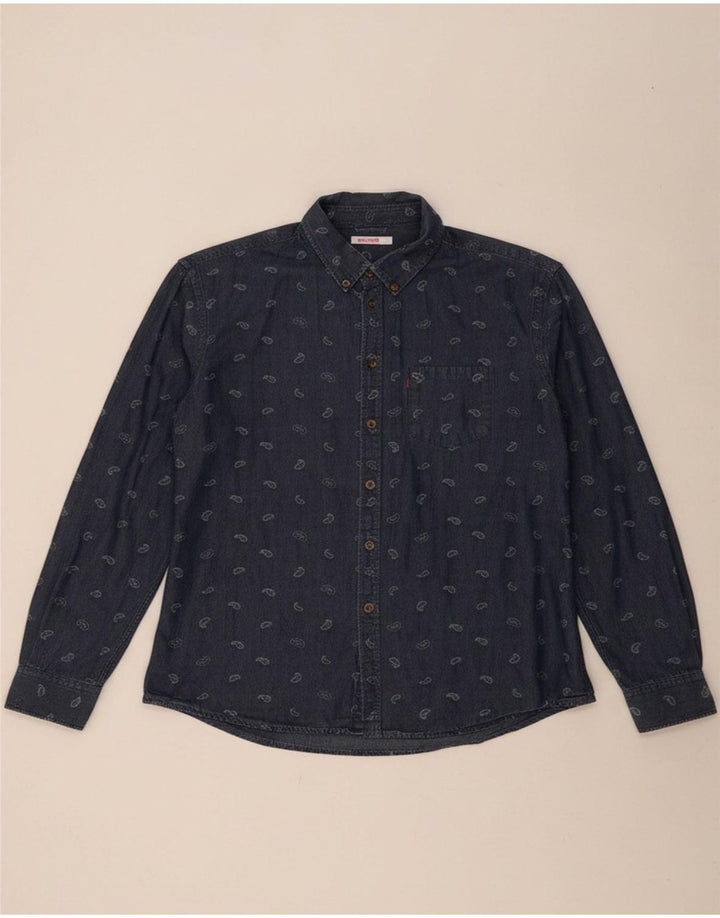 Camisa masculina SUN68 XL azul paisley algodão
