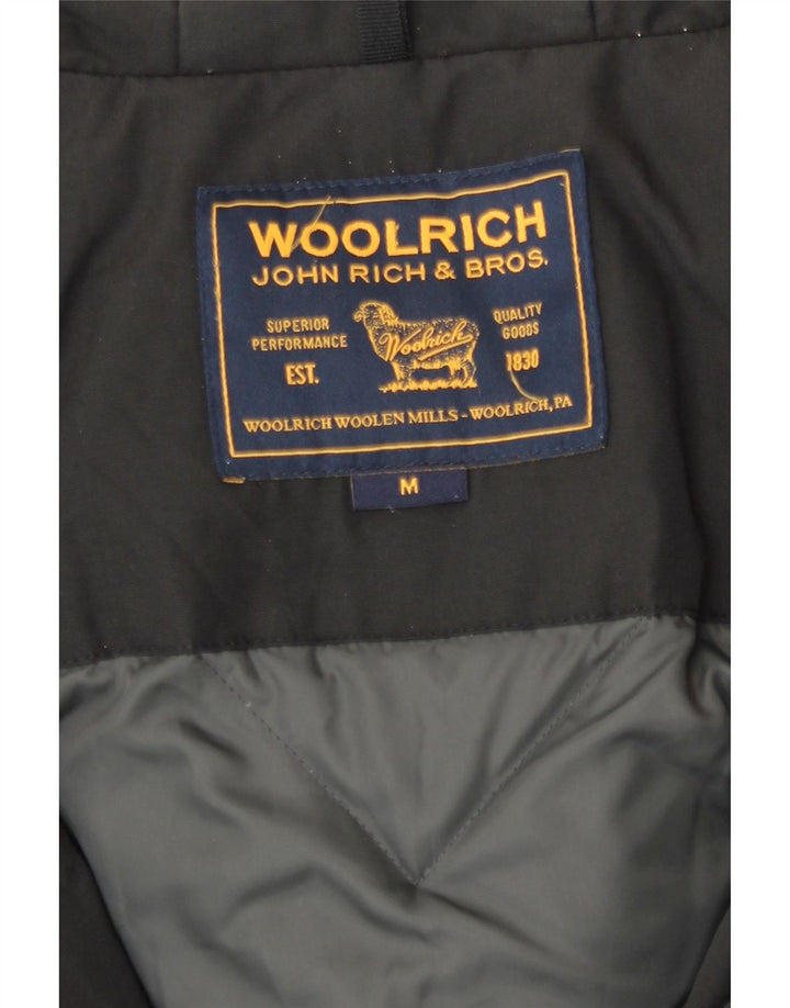 Casaco acolchoado com capuz feminino Woolrich Reino Unido 14 algodão preto médio