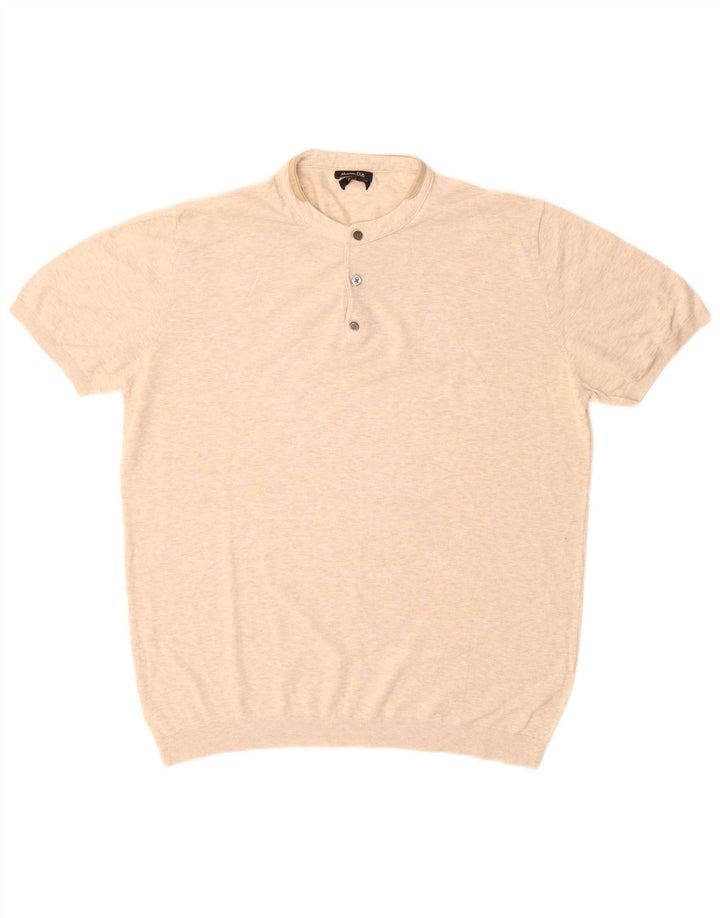 Camisa polo masculina Massimo Dutti grande algodão bege