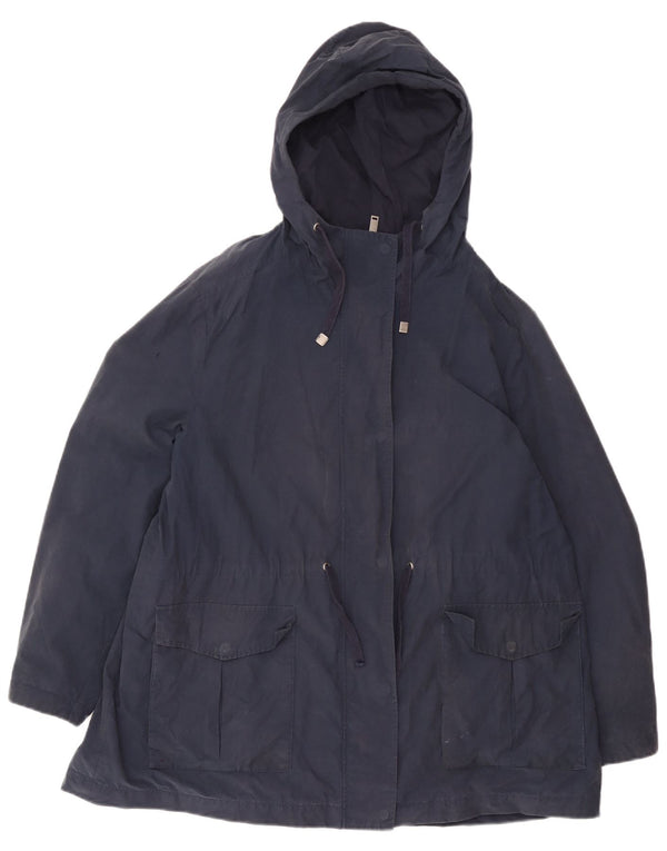 Jaqueta parka feminina com capuz Marks & Spencer Reino Unido 24 4XL algodão azul marinho