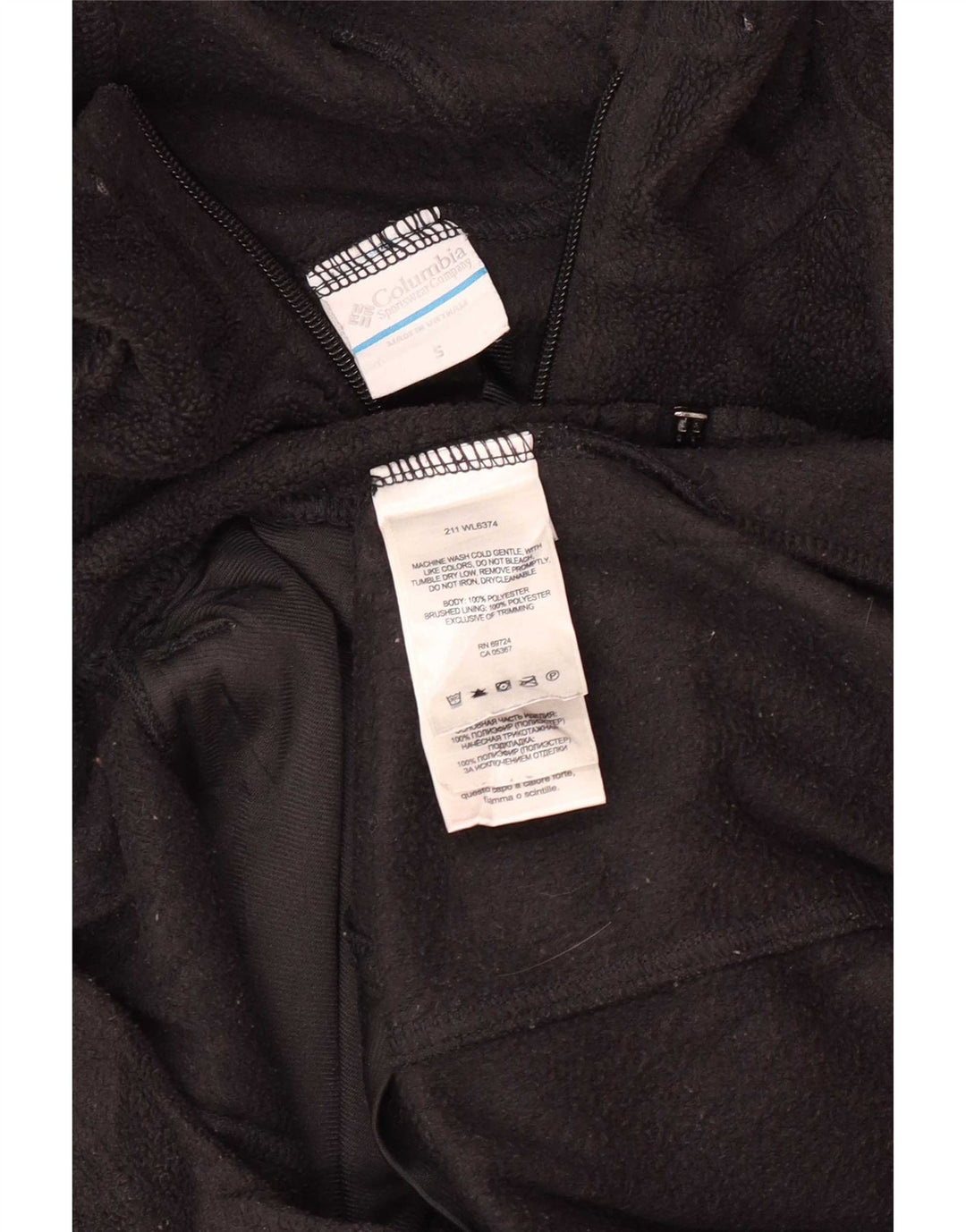 Jaqueta de lã com capuz Columbia masculina UK 36 poliéster preto pequeno