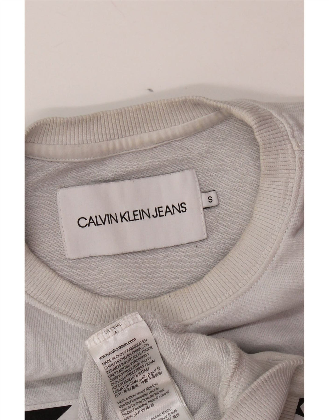 CALVIN KLEIN JEANS Suéter gráfico masculino pequeno algodão cinza