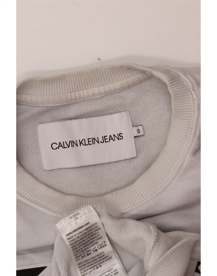 CALVIN KLEIN JEANS Suéter gráfico masculino pequeno algodão cinza