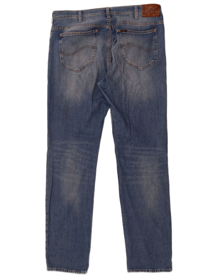 Lee Mens Rider Straight Jeans W36 L32 Azul Algodão