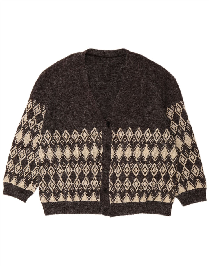 Suéter cardigã masculino VINTAGE XL cinza Argyle/Diamante
