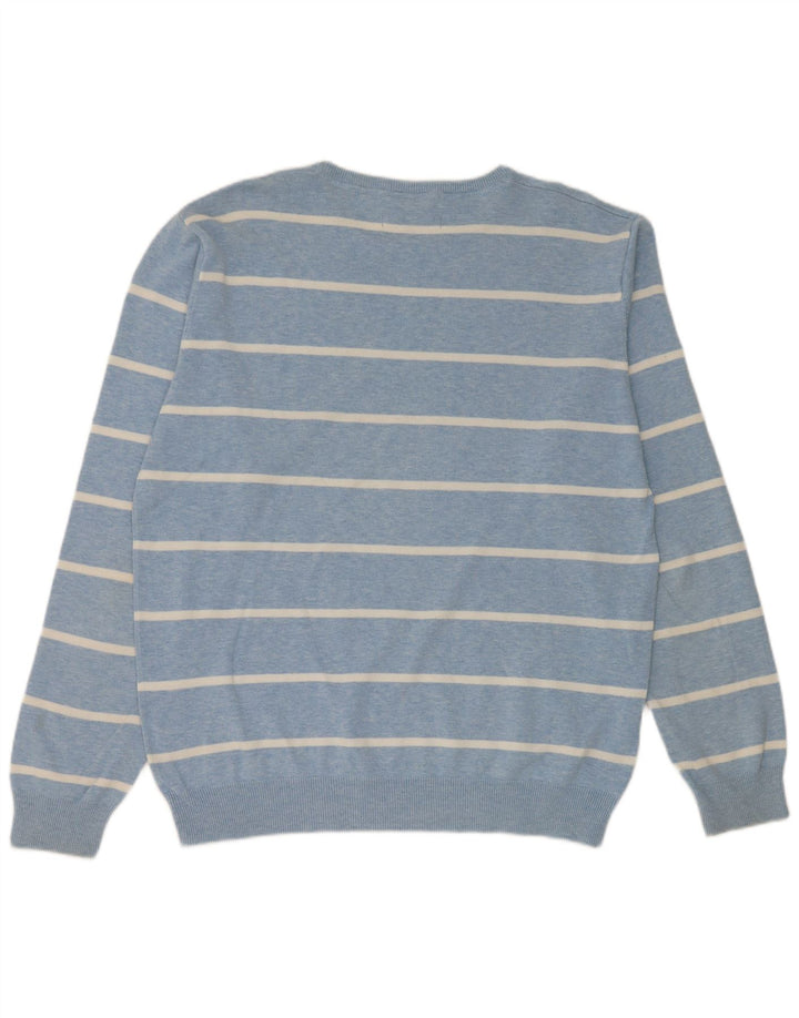Gant Suéter masculino com gola redonda, grande algodão listrado azul