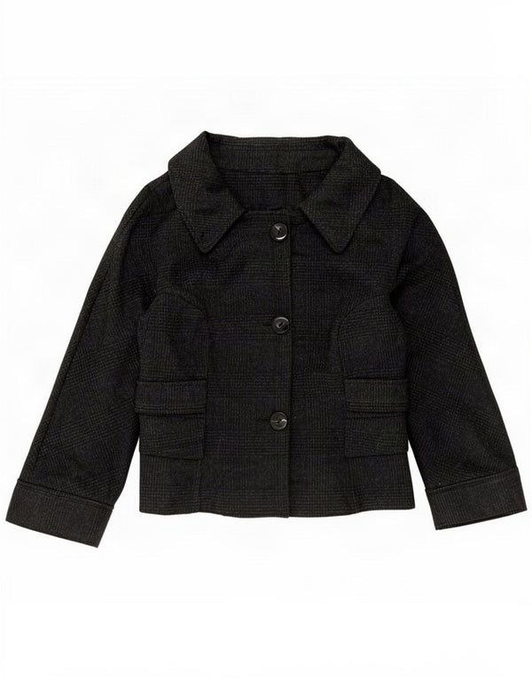 Zara Jaqueta blazer feminina de 3 botões UK 14 Lã xadrez preta média