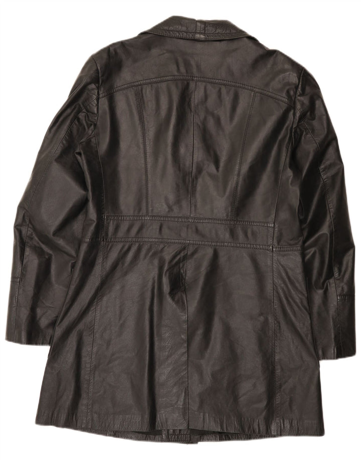 Casaco de couro masculino vintage UK 36 pequeno preto