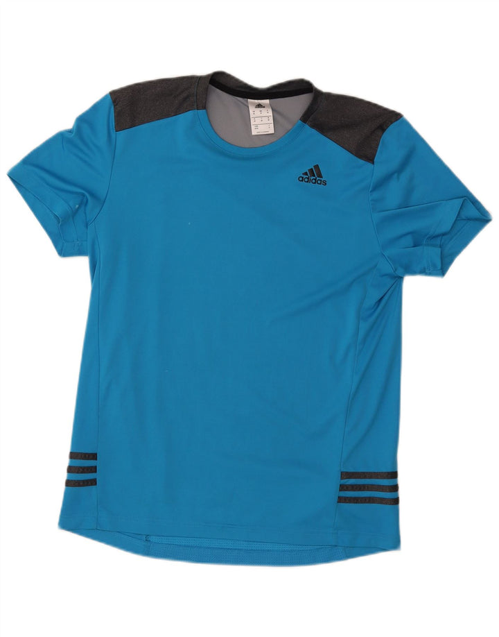 Camiseta masculina Adidas Top médio azul colorblock poliéster