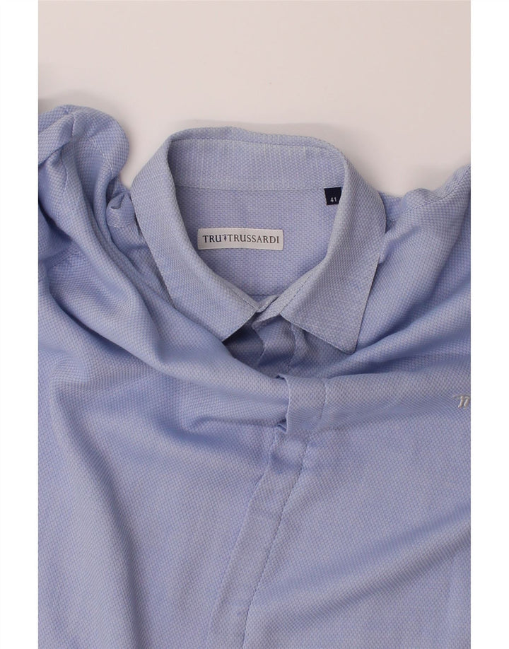TRUSSARDI Mens Shirt Size 41 Medium Blue Cotton Vintage Trussardi and Second-Hand Trussardi from Messina Hembry 