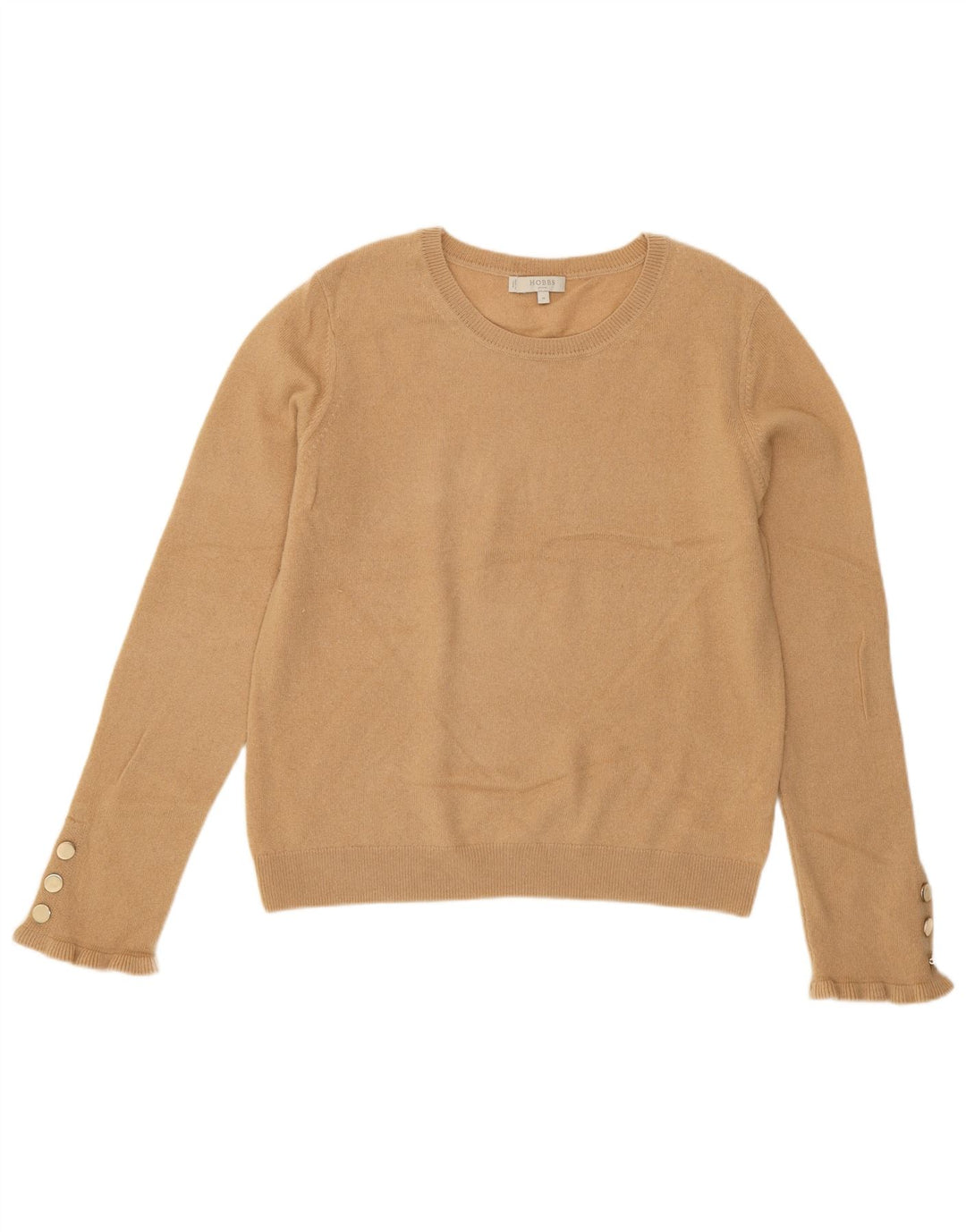 Suéter feminino Hobbs com gola redonda UK 12 lã bege médio