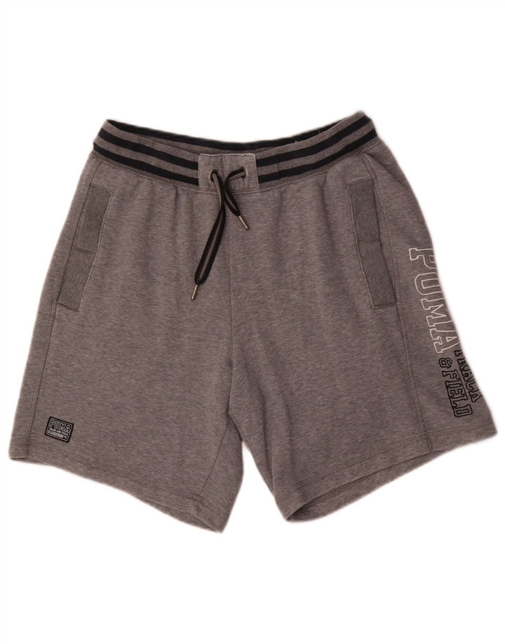 Shorts esportivos masculinos Puma Graphic pequenos listrados cinza