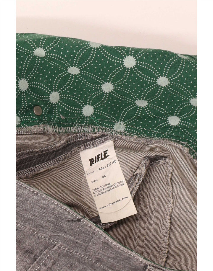 Rifle Mens Straight Jeans W34 L33 Cinza Algodão