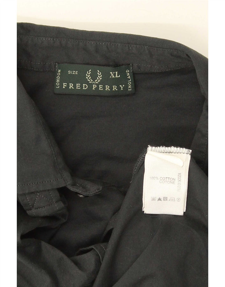 Camisa militar masculina de manga curta Fred Perry XL cinza algodão