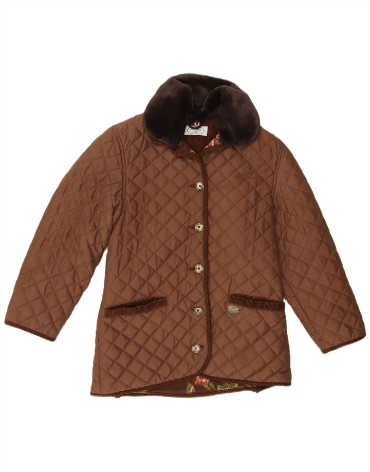 Jaqueta acolchoada feminina vintage IT 42 poliéster marrom médio