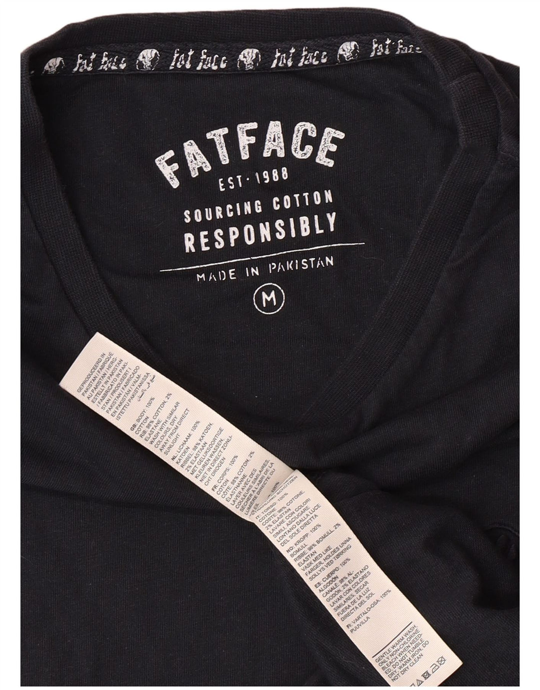 Camiseta masculina FAT FACE Top médio algodão azul marinho