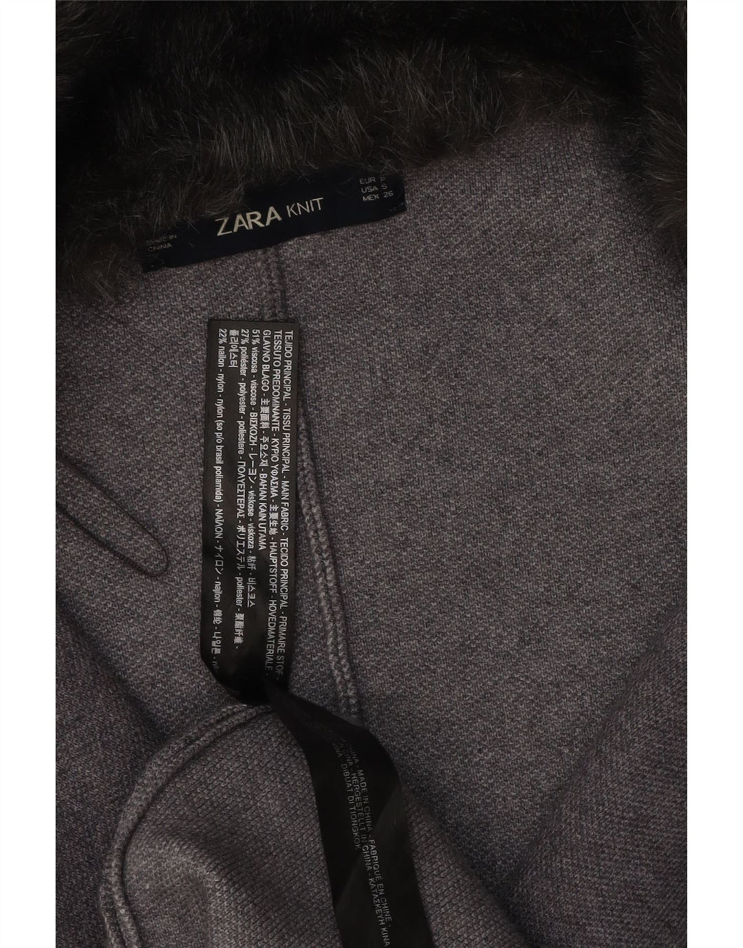 Casaco Poncho Feminino Zara UK 10 Viscose Cinza Pequeno