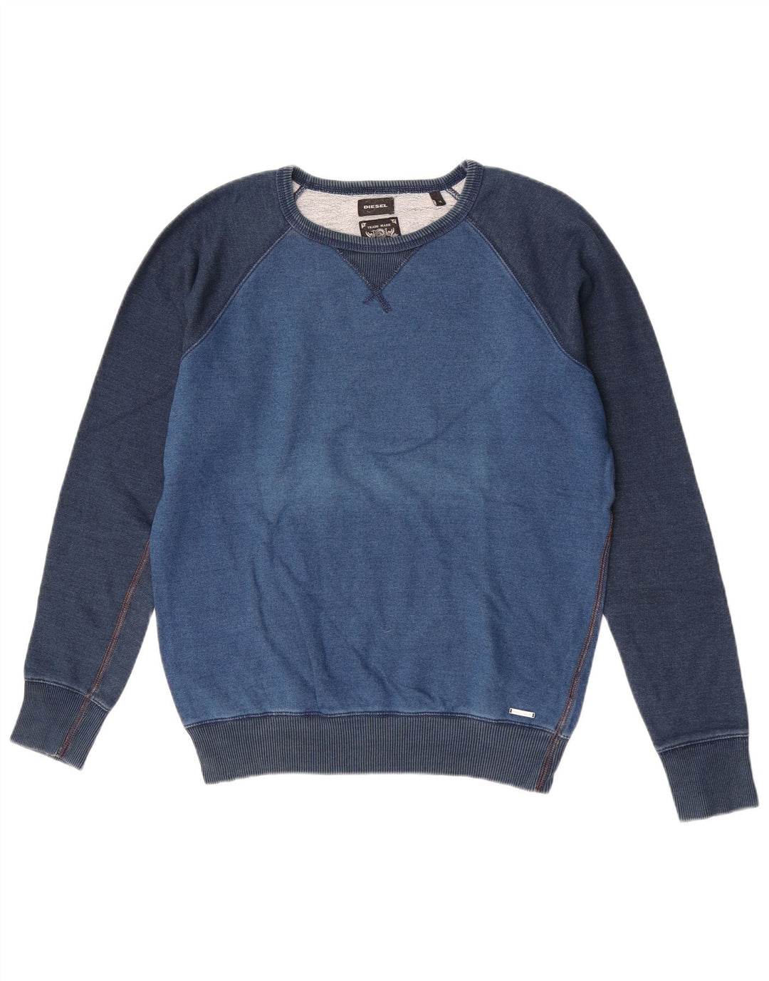 Moletom masculino Diesel Jumper médio azul colorblock algodão