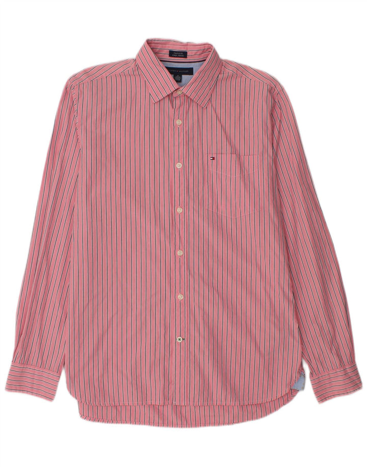 Camisa masculina TOMMY HILFIGER Coupe Ajustee Custom Fit listrada rosa média