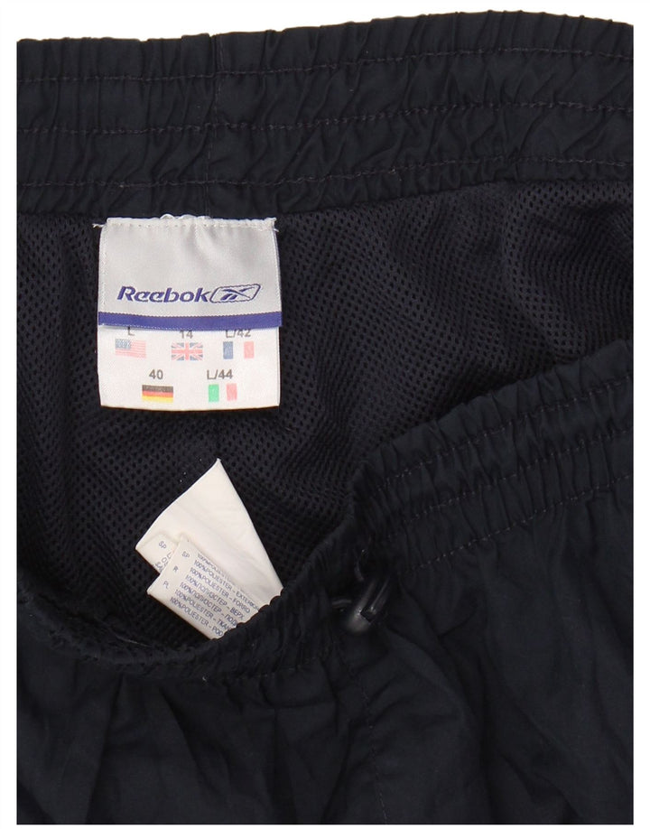 Shorts esportivos femininos REEBOK UK 14 grande poliéster azul marinho