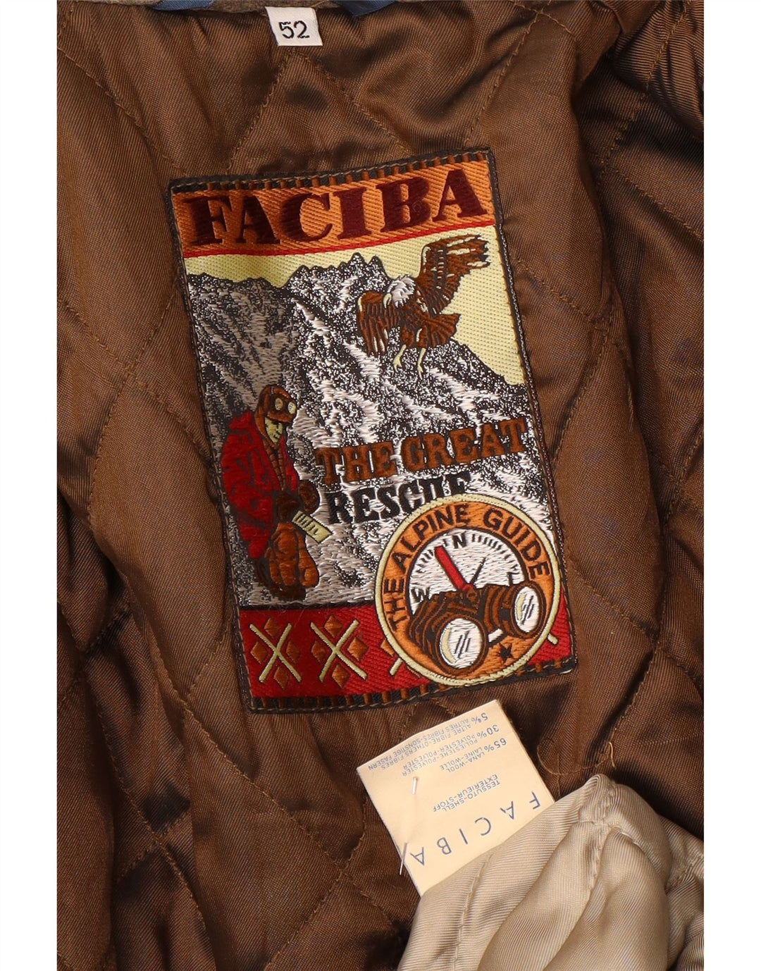 Sobretudo masculino Faciba IT 52 XL lã marrom