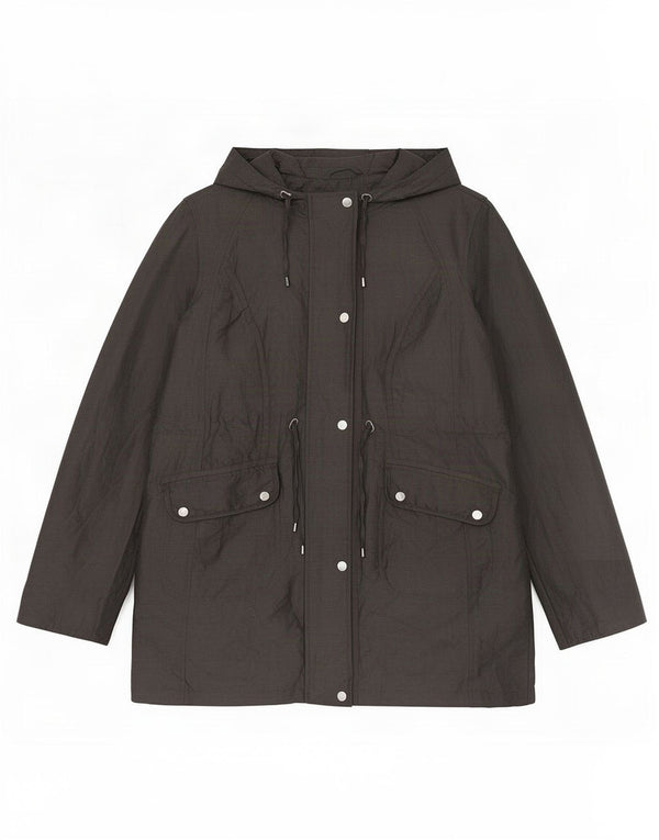 Jaqueta parka feminina com capuz Marks & Spencer Reino Unido 14 grande cinza poliamida
