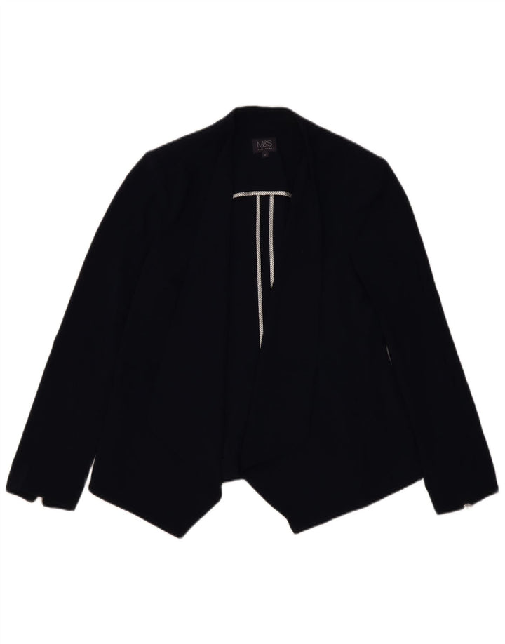 Jaqueta blazer aberta feminina MARKS & SPENCER Reino Unido 12 poliéster azul marinho médio