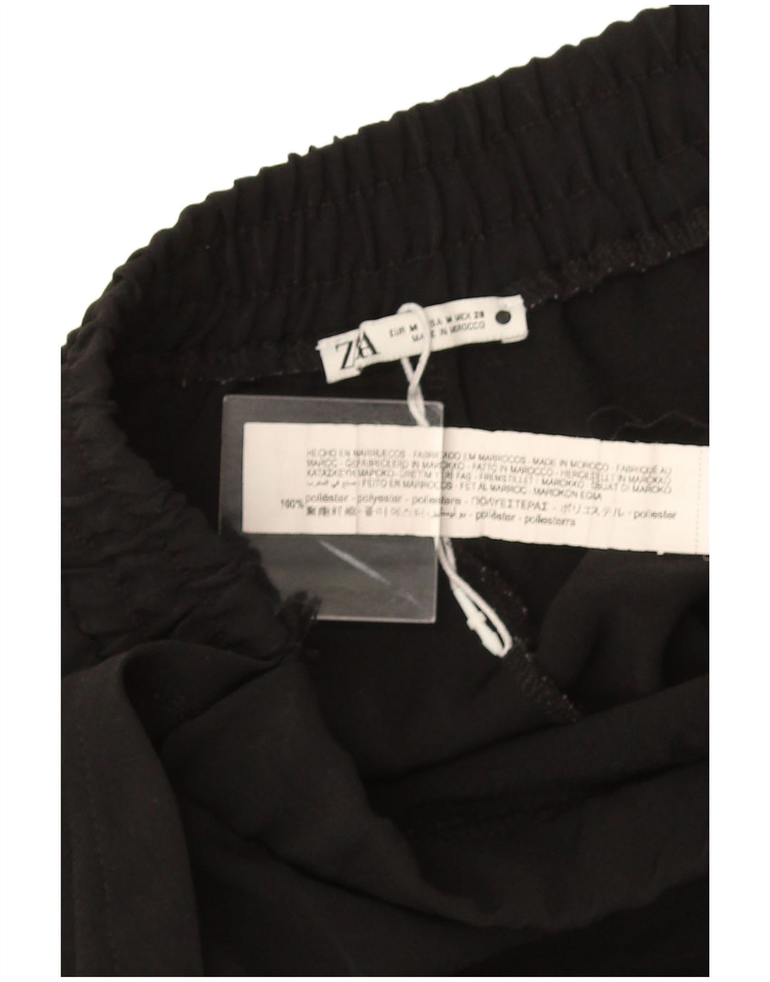 Zara Calça feminina casual envoltória média W30 L27 poliéster preto