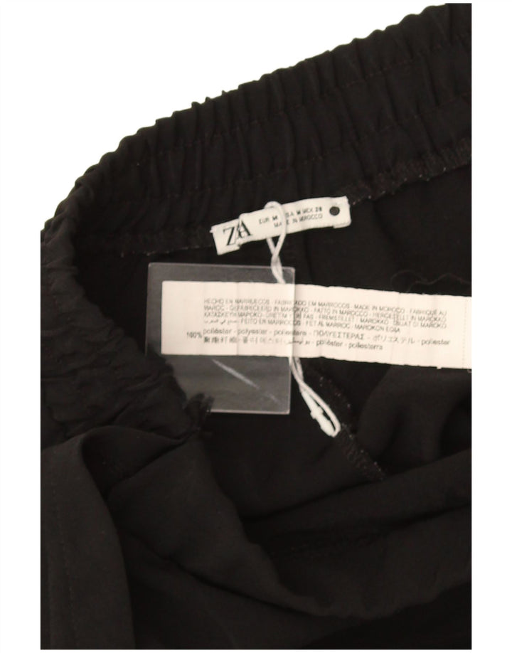 Zara Calça feminina casual envoltória média W30 L27 poliéster preto