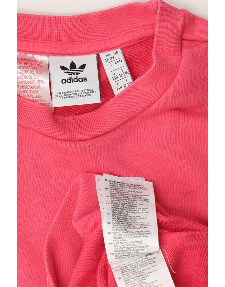 ADIDAS Meninas Graphic Sweatshirt Jumper 12-13 Anos Rosa Algodão