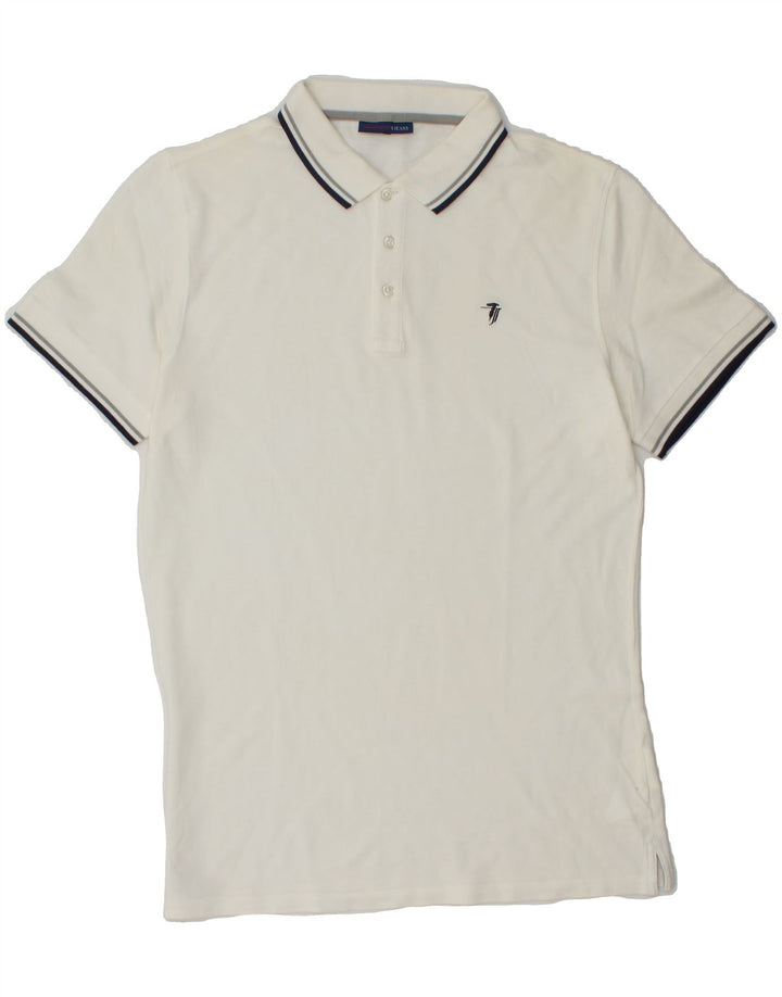 TRUSSARDI JEANS Mens Polo Shirt Large White Cotton Vintage Trussardi Jeans and Second-Hand Trussardi Jeans from Messina Hembry 