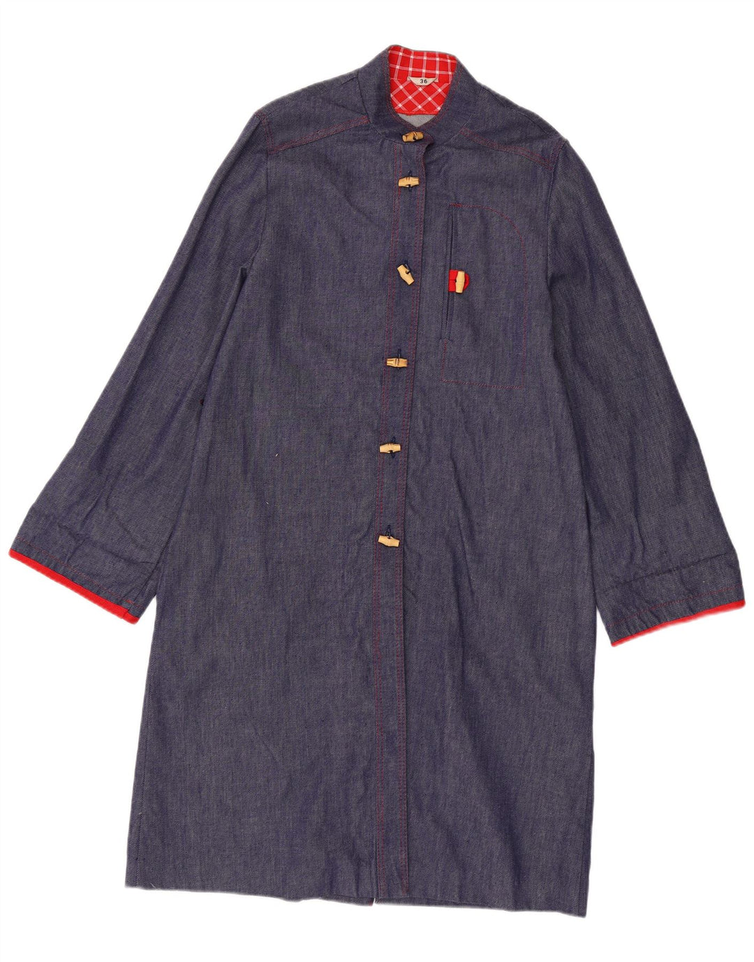 Sobretudo feminino vintage EU 36 pequeno algodão azul marinho
