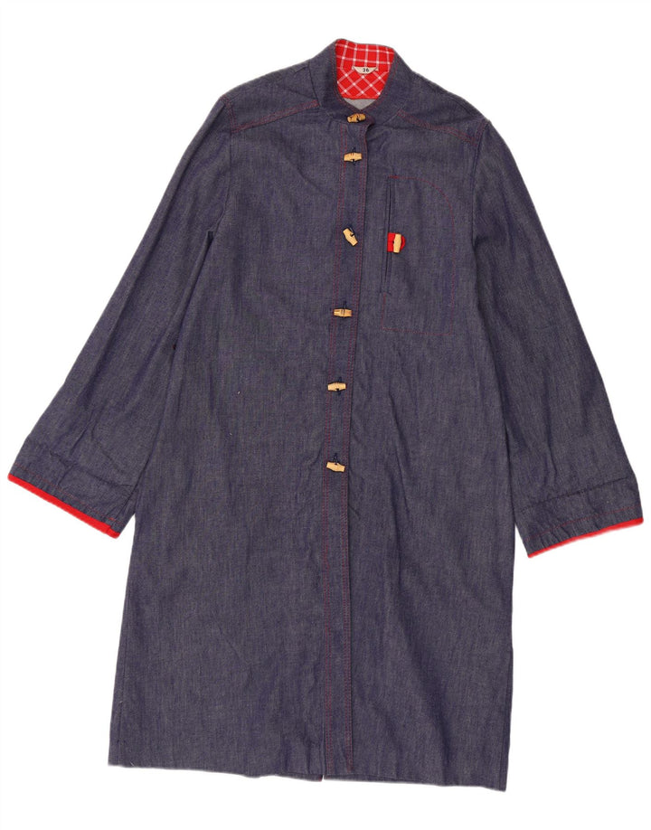 Sobretudo feminino vintage EU 36 pequeno algodão azul marinho