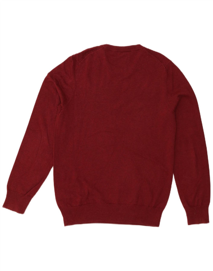 Suéter masculino Marks & Spencer com gola redonda, pequeno algodão cor de vinho