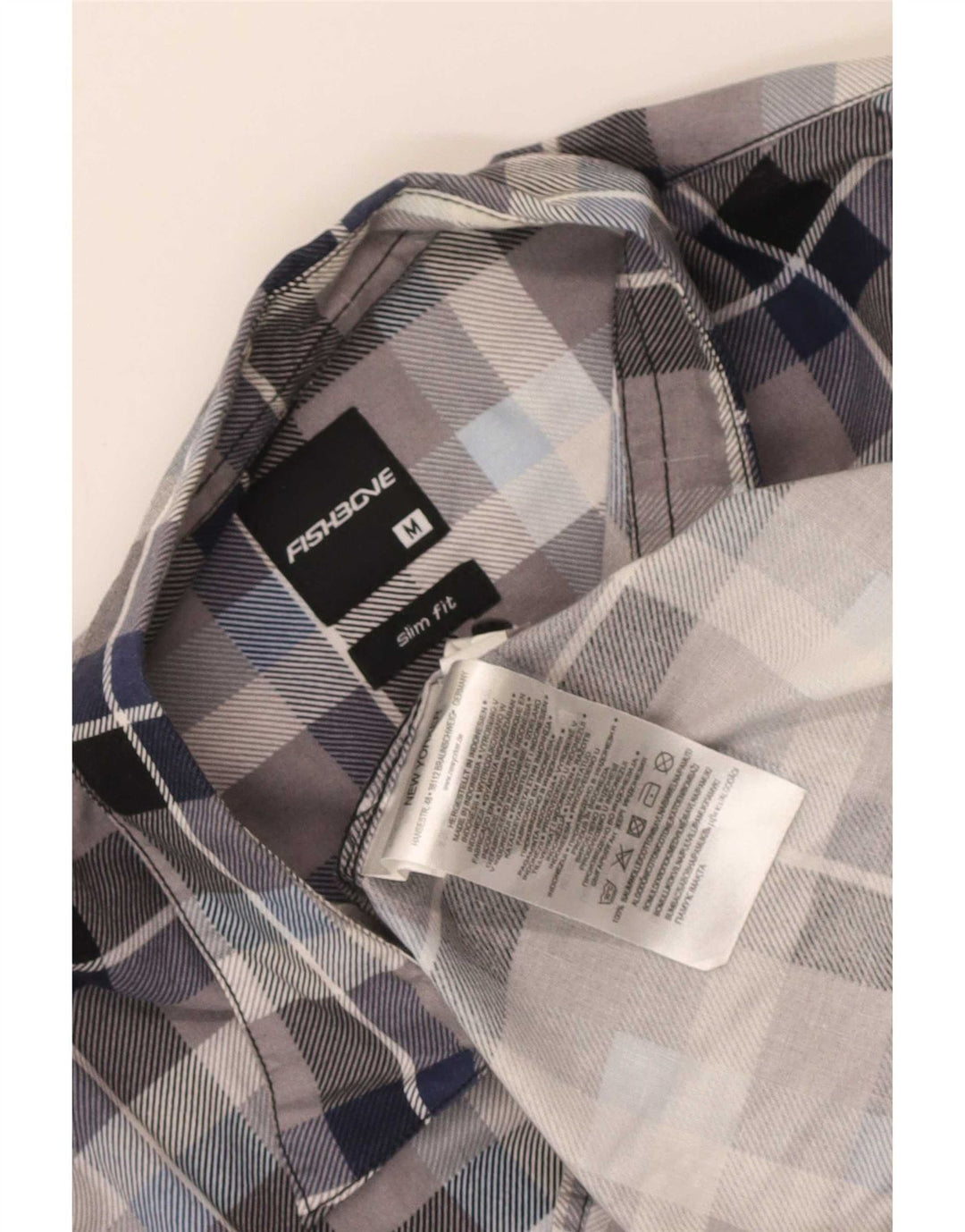 Camisa masculina de flanela Fishbone Slim Fit algodão xadrez azul médio