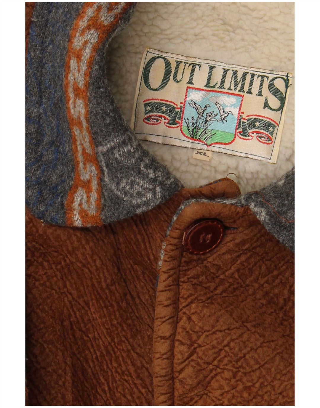 Jaqueta Sherpa masculina VINTAGE UK 42 XL azul marinho Fair Isle