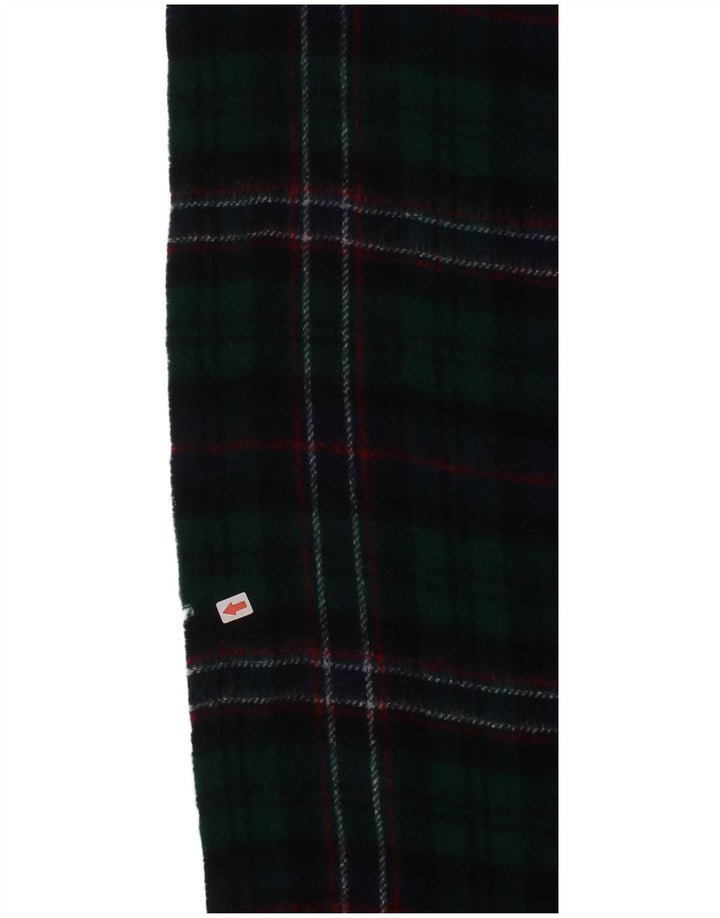 Lenço retangular masculino vintage tamanho único lã de cordeiro xadrez verde