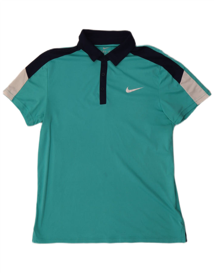 Camisa polo masculina NIKE Dri Fit Rugby médio turquesa Colourblock