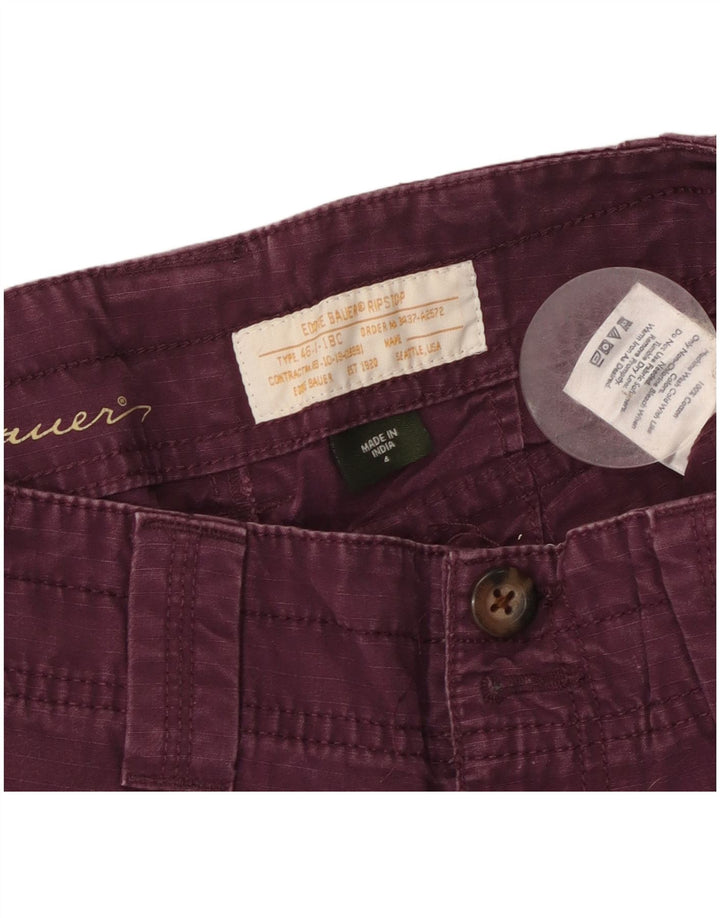 Shorts Chino feminino Eddie Bauer US 4 pequeno W32 algodão roxo