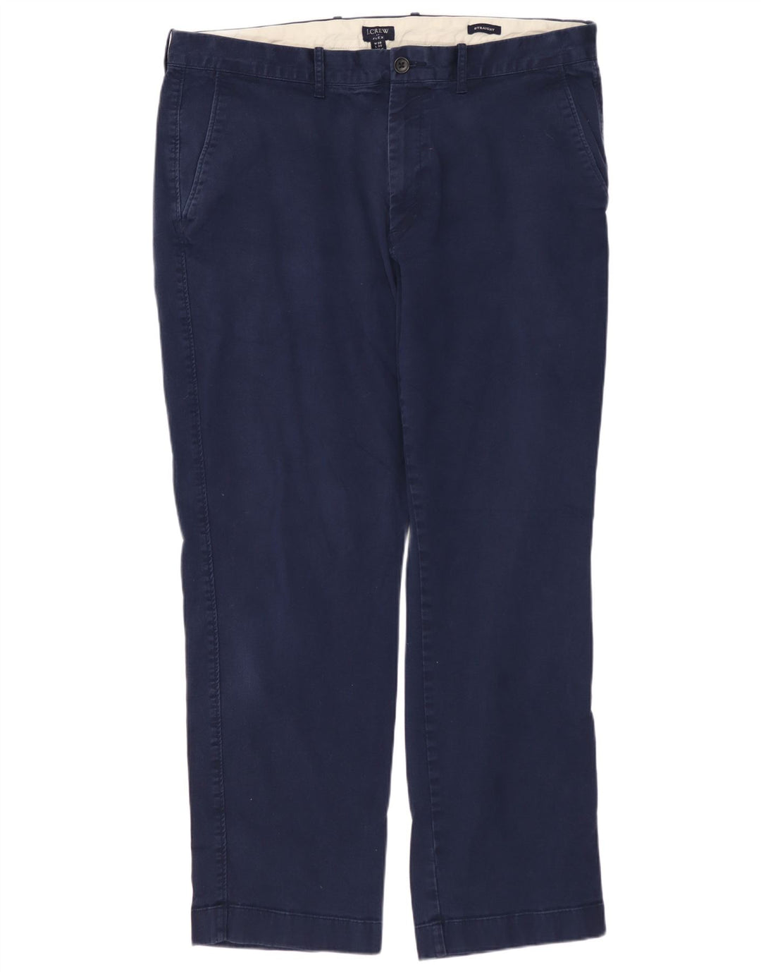 Calça chino masculina J. CREW Flex Straight W36 L30 algodão azul marinho