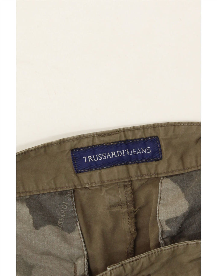 TRUSSARDI Mens Chino Shorts W34 Large Khaki Cotton Vintage Trussardi and Second-Hand Trussardi from Messina Hembry 