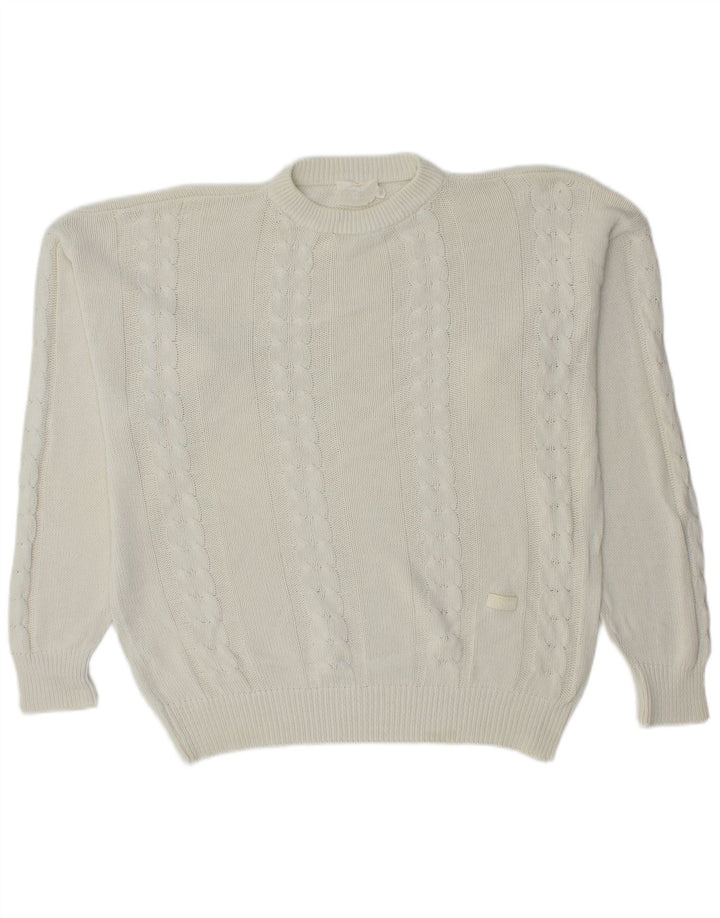 Suéter masculino CROWN com gola redonda, branco médio