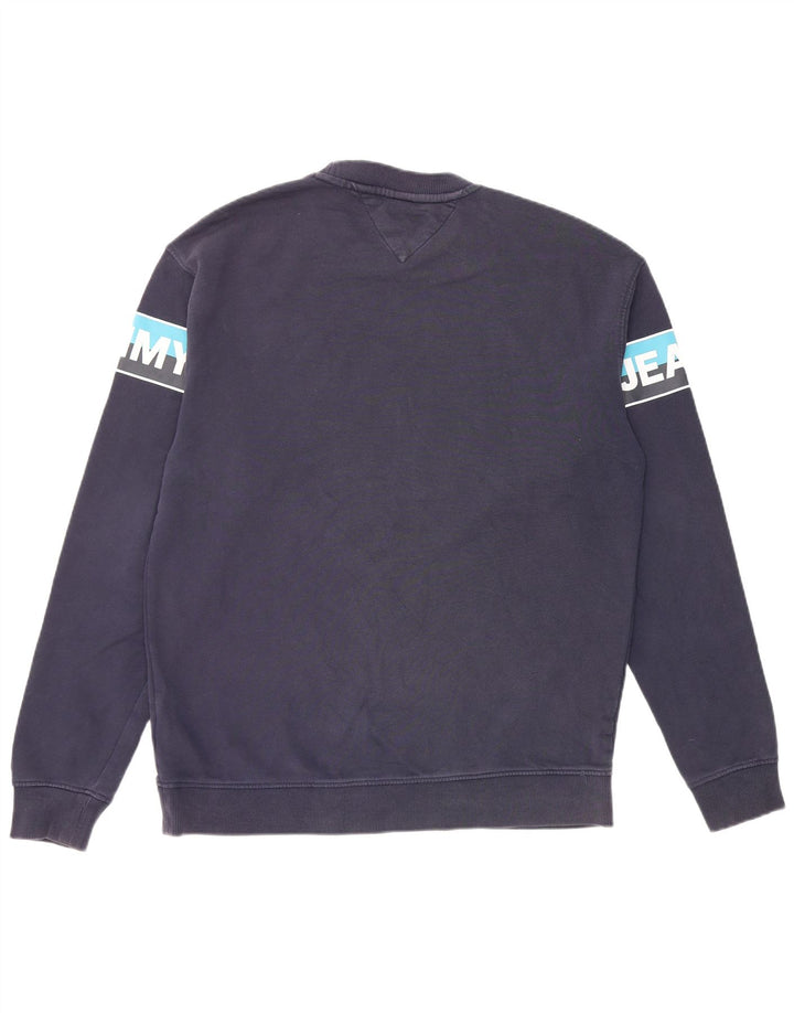 Tommy Hilfiger moletom gráfico masculino jumper médio azul marinho colorblock