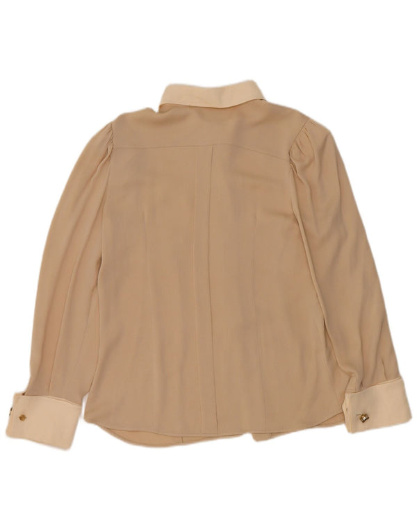 Blusa feminina Max Mara UK 10 pequena bege colorblock