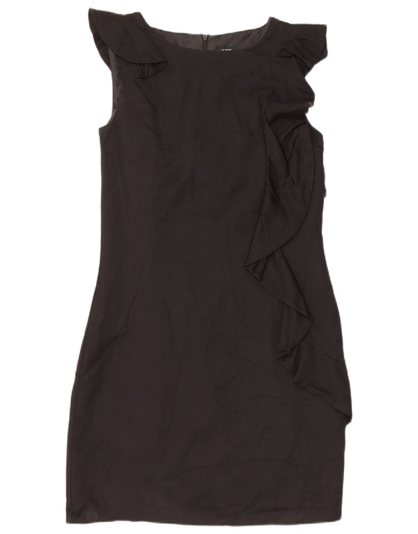 Vestido feminino Oasis sem mangas com bainha UK 10 pequeno preto viscose